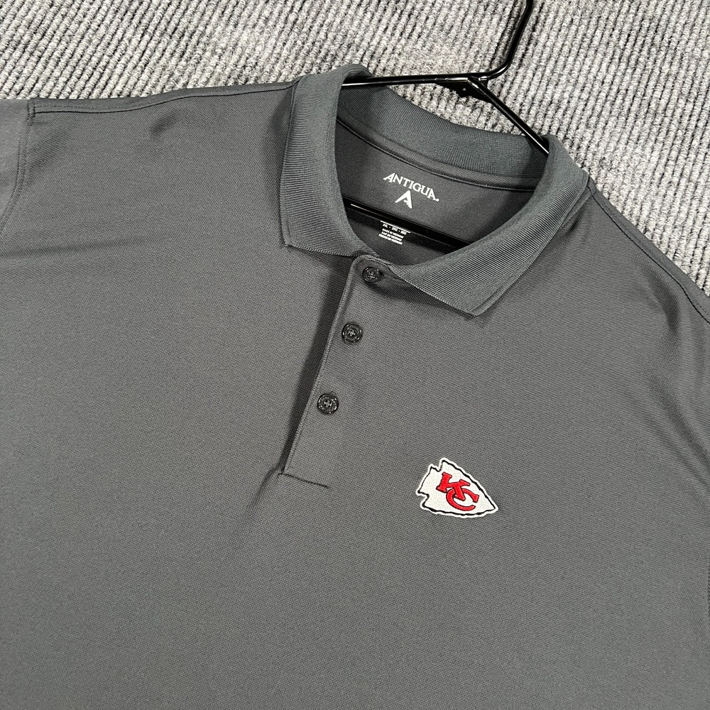 Kansas City Chiefs Polo Shirt Mens 3XL Gray Short Sleeve Antigua NFL Football